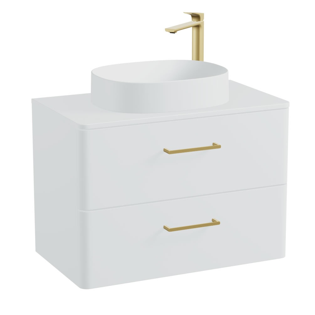Vado Cameo 800mm Arctic White Wall Hung 2 Drawer Vanity Unit, Worktop & Basin